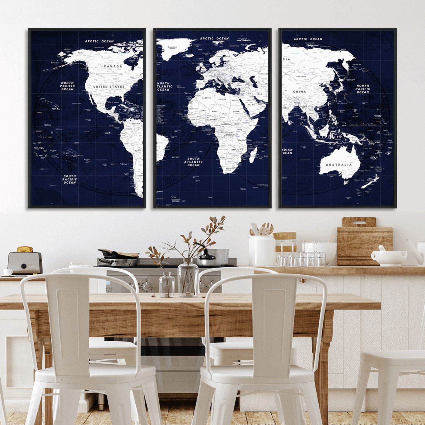 Push Pin World Map Canvas Print – Framed Wall Art for Couples to Track Their Travels – Anniversary Gift or Home Adventure Decor