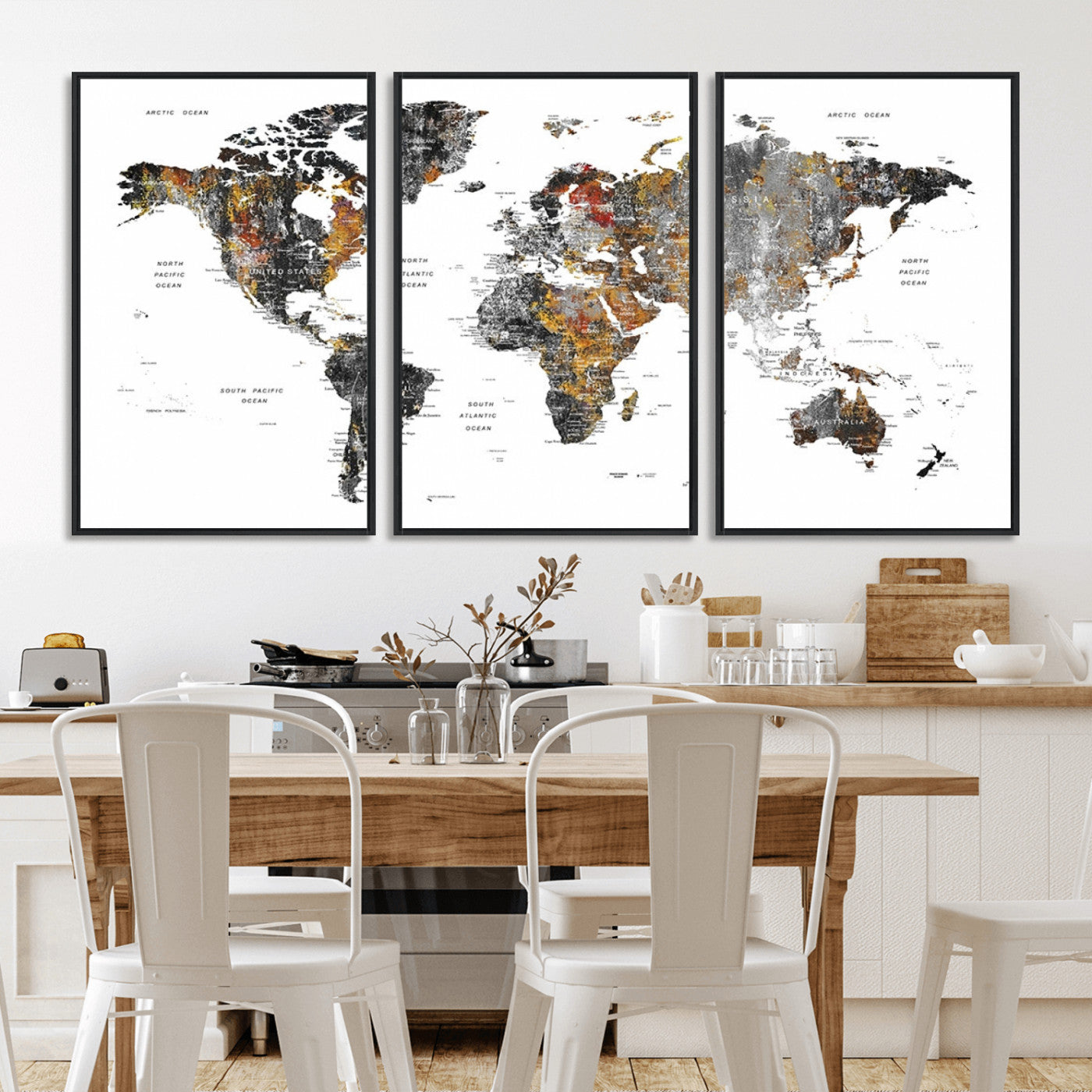 Push Pin World Map Canvas Print – Framed Wall Art for Couples to Track Their Travels – Anniversary Gift or Home Adventure Decor