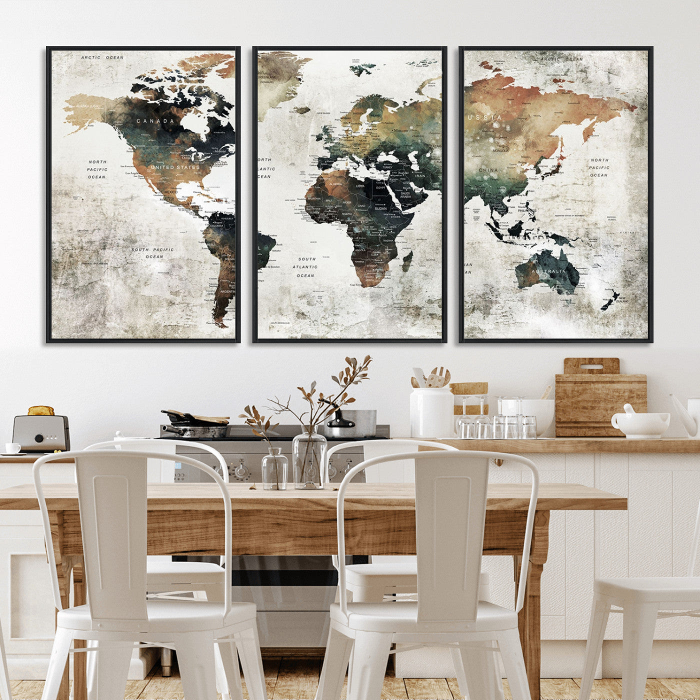 Push Pin World Map Canvas Print – Framed Wall Art for Couples to Track Their Travels – Anniversary Gift or Home Adventure Decor