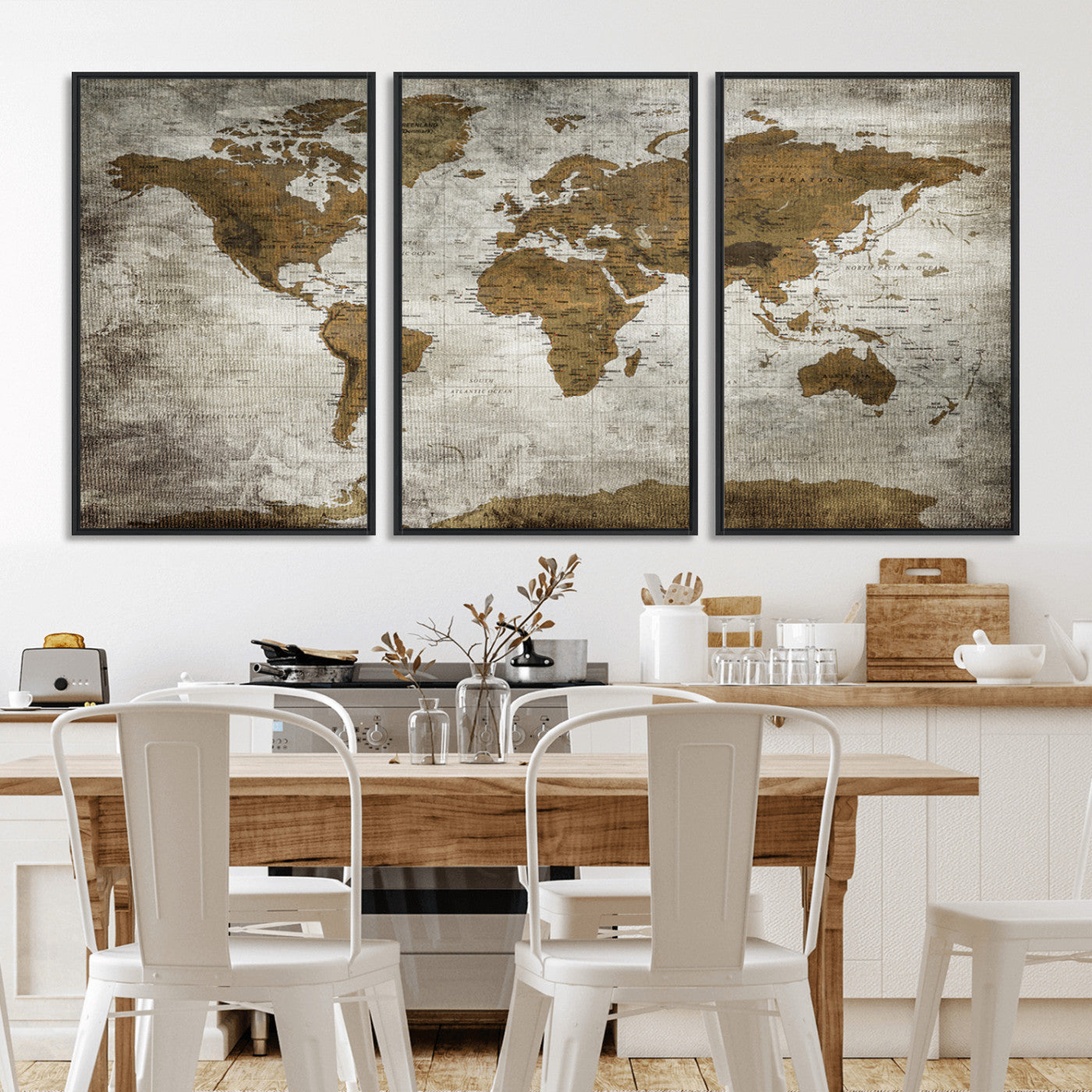 Push Pin World Map Canvas Print – Framed Wall Art for Couples to Track Their Travels – Anniversary Gift or Home Adventure Decor