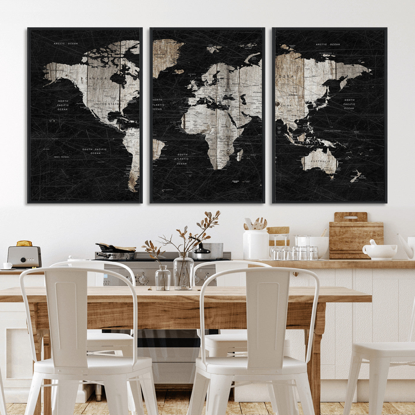 Push Pin World Map Canvas Print – Framed Wall Art for Couples to Track Their Travels – Anniversary Gift or Home Adventure Decor