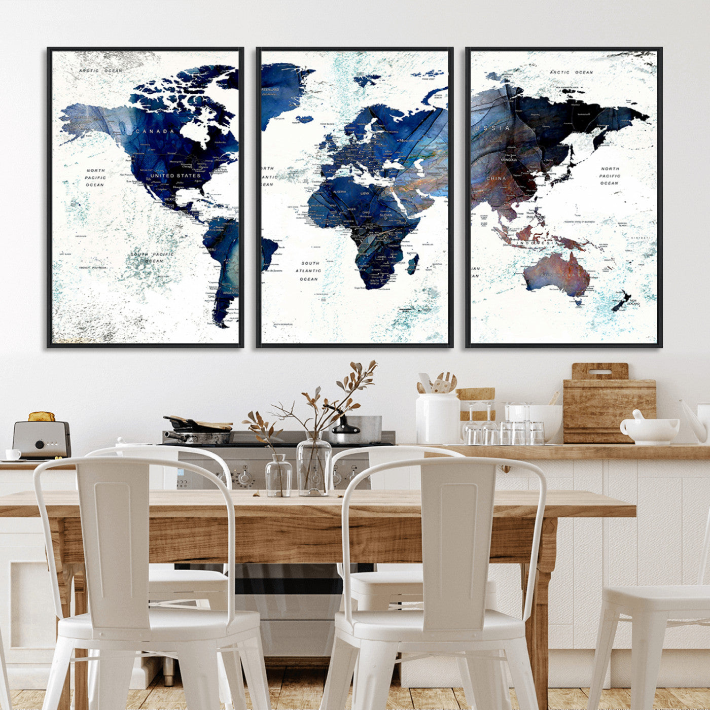 Push Pin World Map Canvas Print – Framed Wall Art for Couples to Track Their Travels – Anniversary Gift or Home Adventure Decor