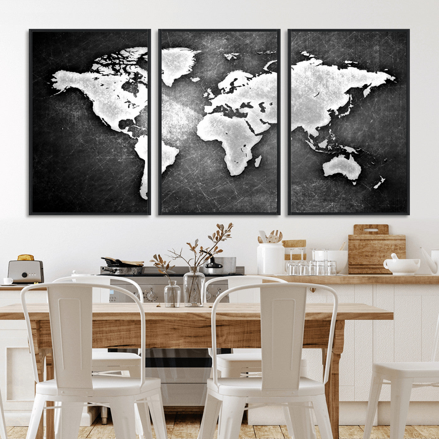 34390-MGV-FC-60X30-3P_Black-World Map Wall Art Canvas Print – Framed Wall Art for Anniversary Gift or Home Adventure Decor