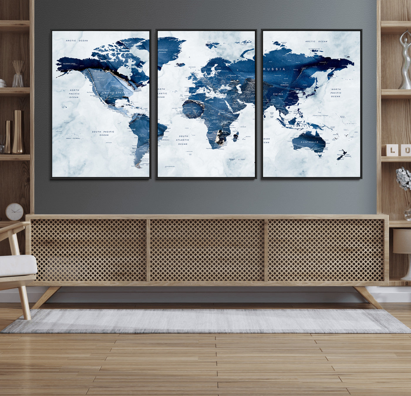 Push Pin World Map Canvas Print – Framed Wall Art for Couples to Track Their Travels – Anniversary Gift or Home Adventure Decor