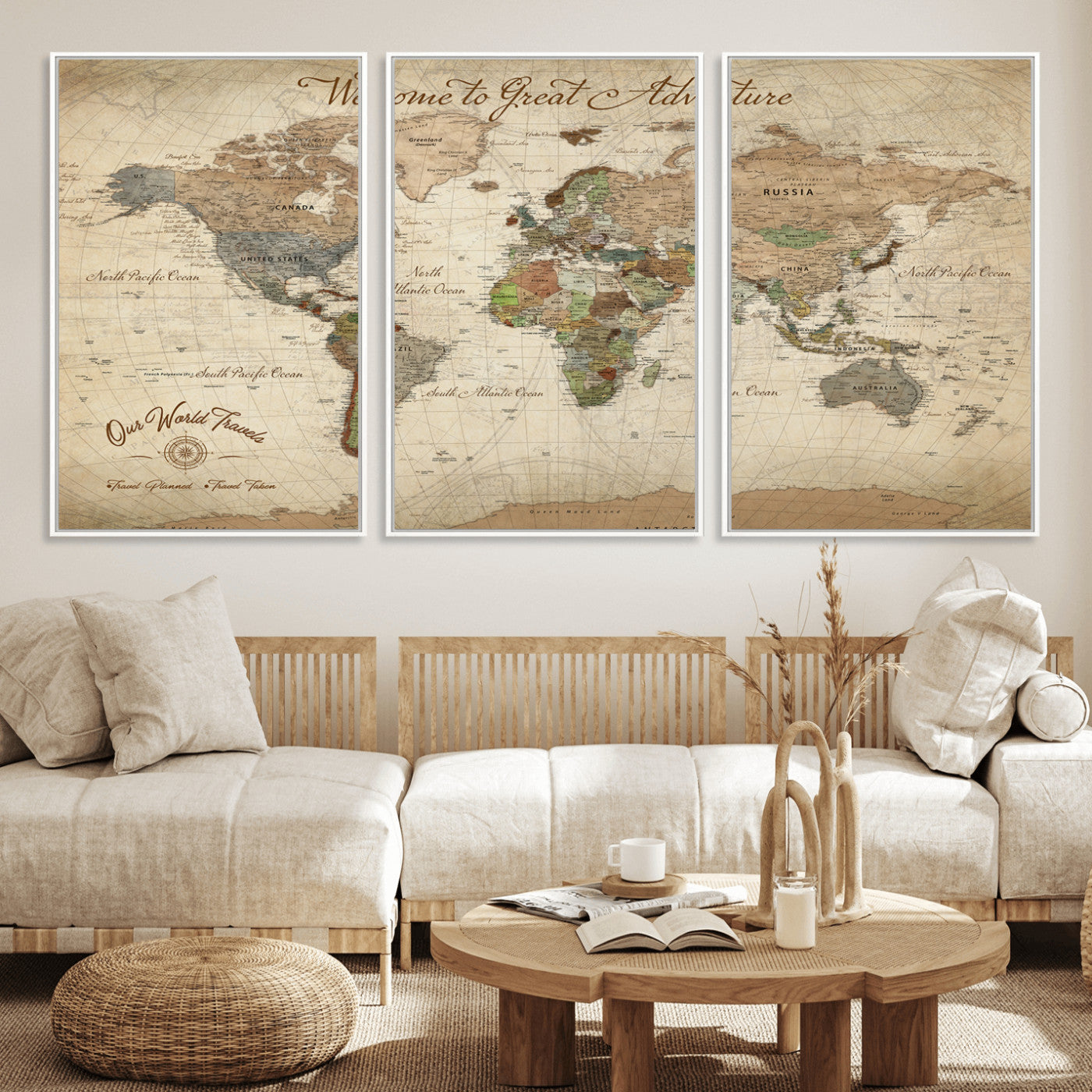 76478536-MGV-CV-30X20-Custom Push Pin World Map Wall Canvas Print – Personalized Travel Tracker with Pins – Framed Custom Quotie Canvas for Home Office Decor