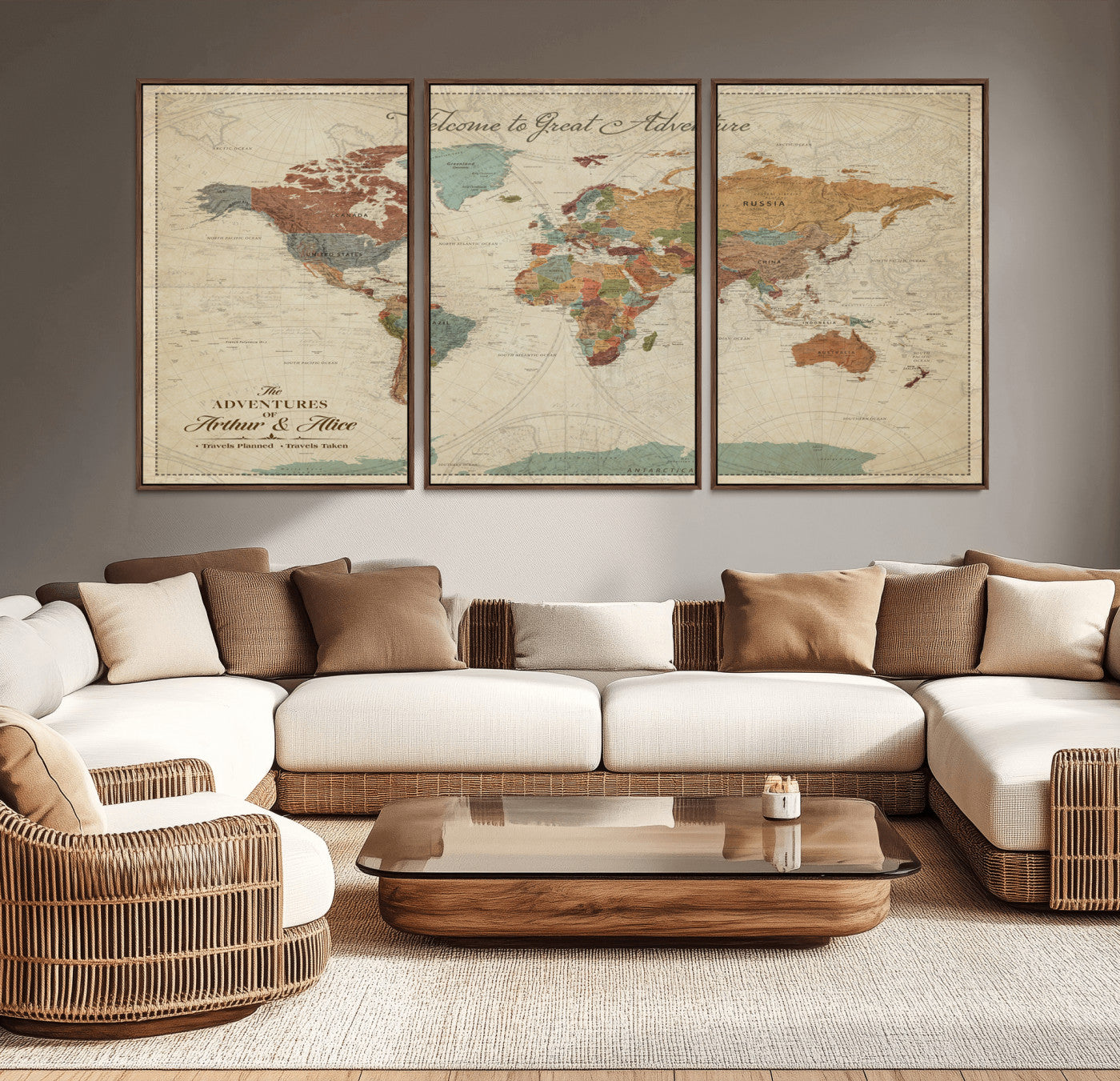 17587858-MGV-CV-36X24-Custom Push Pin World Map Wall Canvas Print – Personalized Travel Tracker with Pins – Framed Custom Quotie Canvas for Home Office Decor