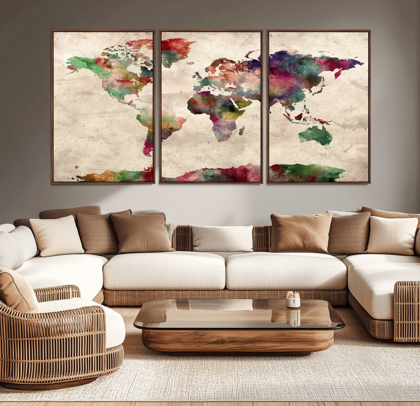 Push Pin World Map Canvas Print – Framed Wall Art for Couples to Track Their Travels – Anniversary Gift or Home Adventure Decor