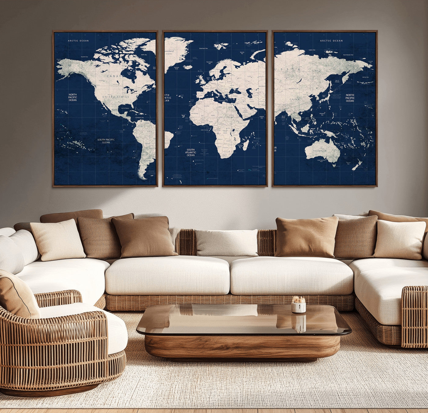 Push Pin World Map Canvas Print – Framed Wall Art for Couples to Track Their Travels – Anniversary Gift or Home Adventure Decor