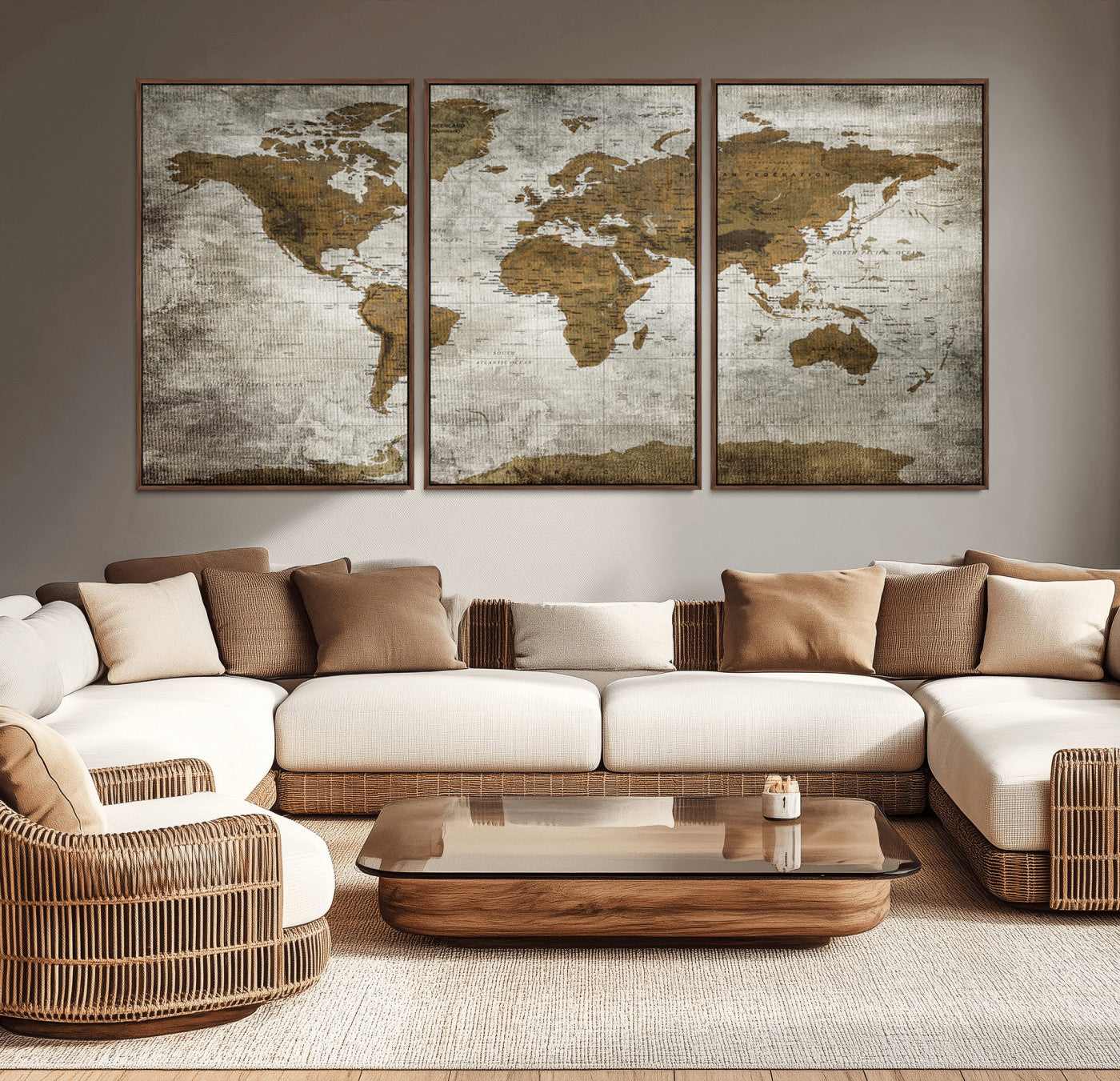 Push Pin World Map Canvas Print – Framed Wall Art for Couples to Track Their Travels – Anniversary Gift or Home Adventure Decor