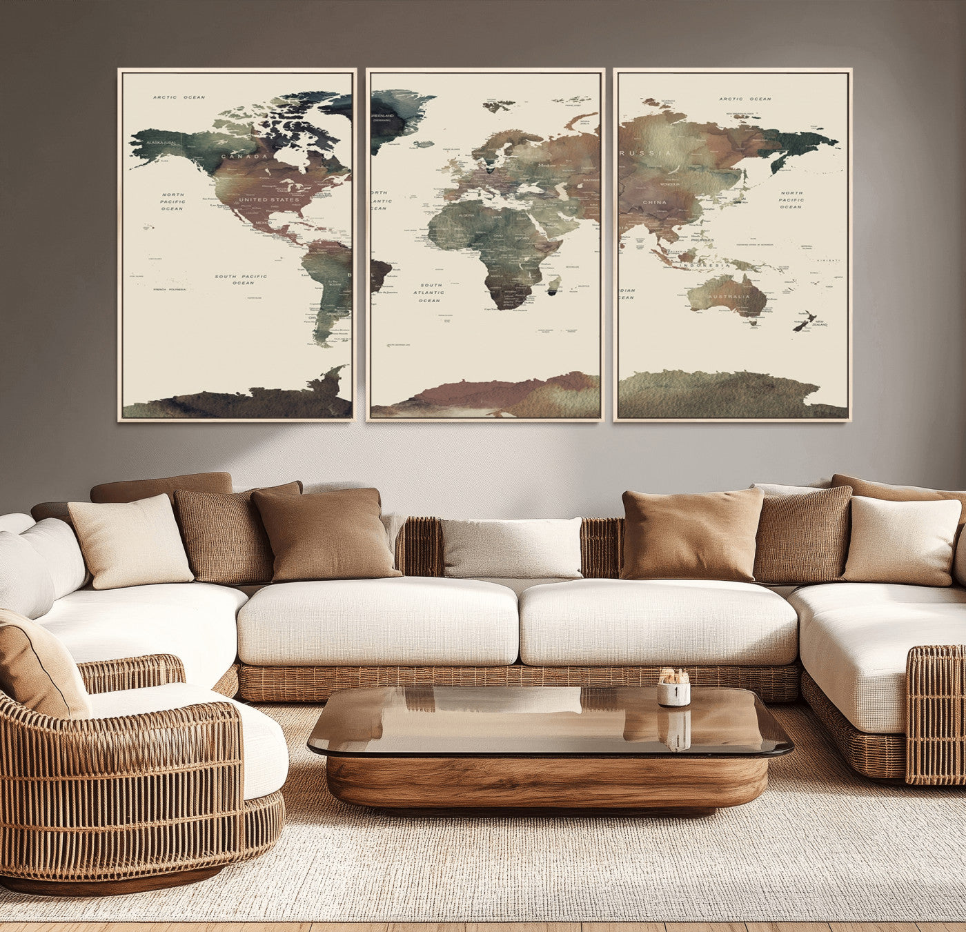 Push Pin World Map Canvas Print – Framed Wall Art for Couples to Track Their Travels – Anniversary Gift or Home Adventure Decor
