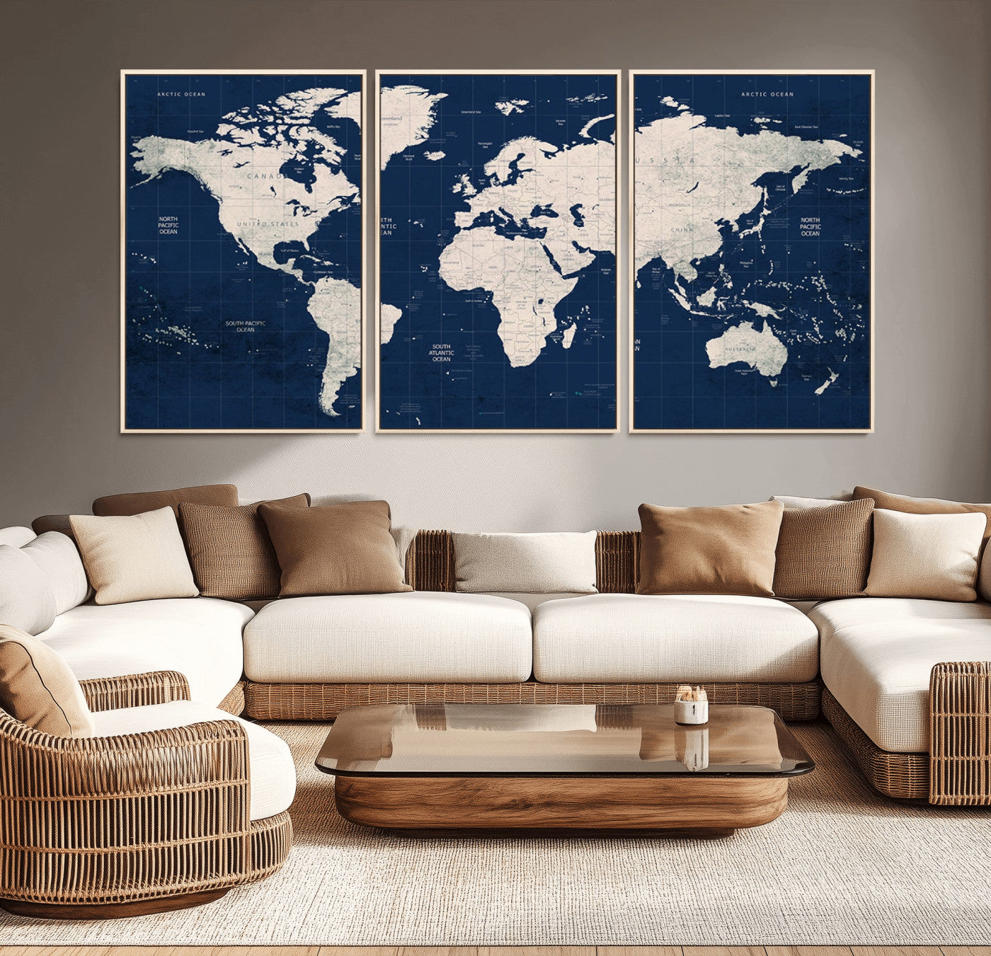 Push Pin World Map Canvas Print – Framed Wall Art for Couples to Track Their Travels – Anniversary Gift or Home Adventure Decor