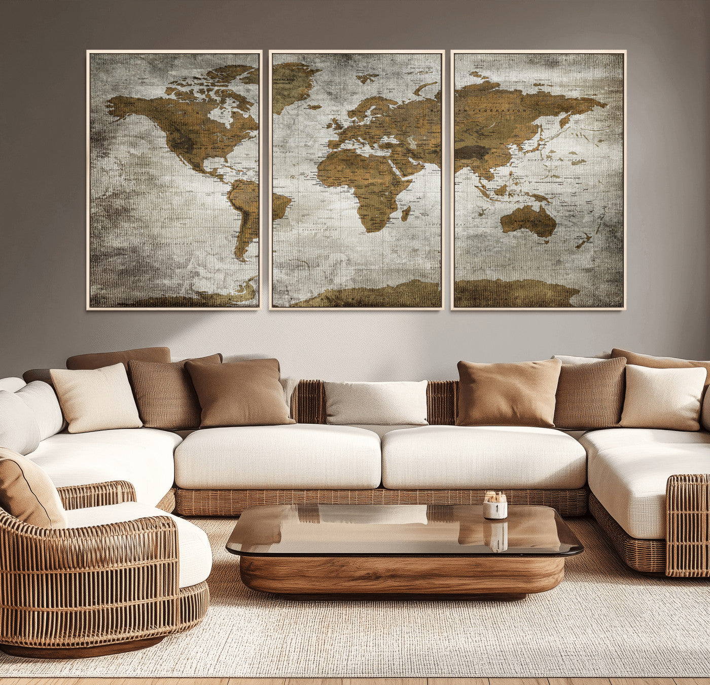 Push Pin World Map Canvas Print – Framed Wall Art for Couples to Track Their Travels – Anniversary Gift or Home Adventure Decor