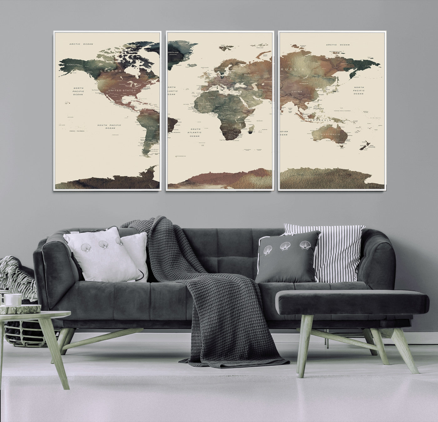 Push Pin World Map Canvas Print – Framed Wall Art for Couples to Track Their Travels – Anniversary Gift or Home Adventure Decor