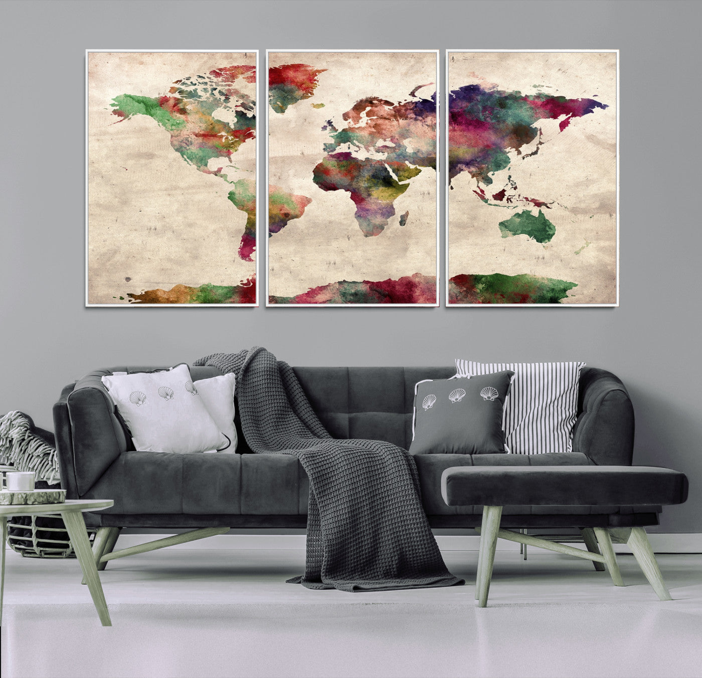 Push Pin World Map Canvas Print – Framed Wall Art for Couples to Track Their Travels – Anniversary Gift or Home Adventure Decor
