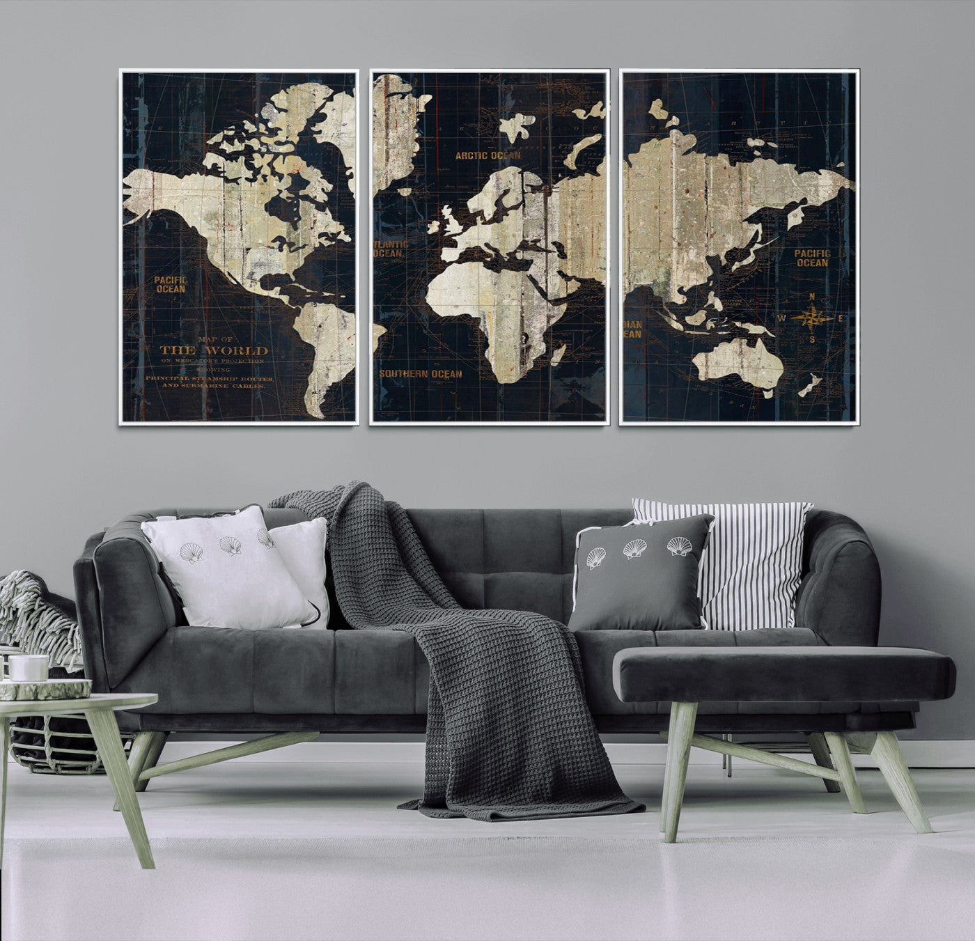Push Pin World Map Canvas Print – Framed Wall Art for Couples to Track Their Travels – Anniversary Gift or Home Adventure Decor