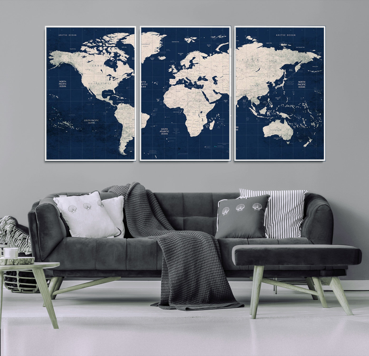 Push Pin World Map Canvas Print – Framed Wall Art for Couples to Track Their Travels – Anniversary Gift or Home Adventure Decor