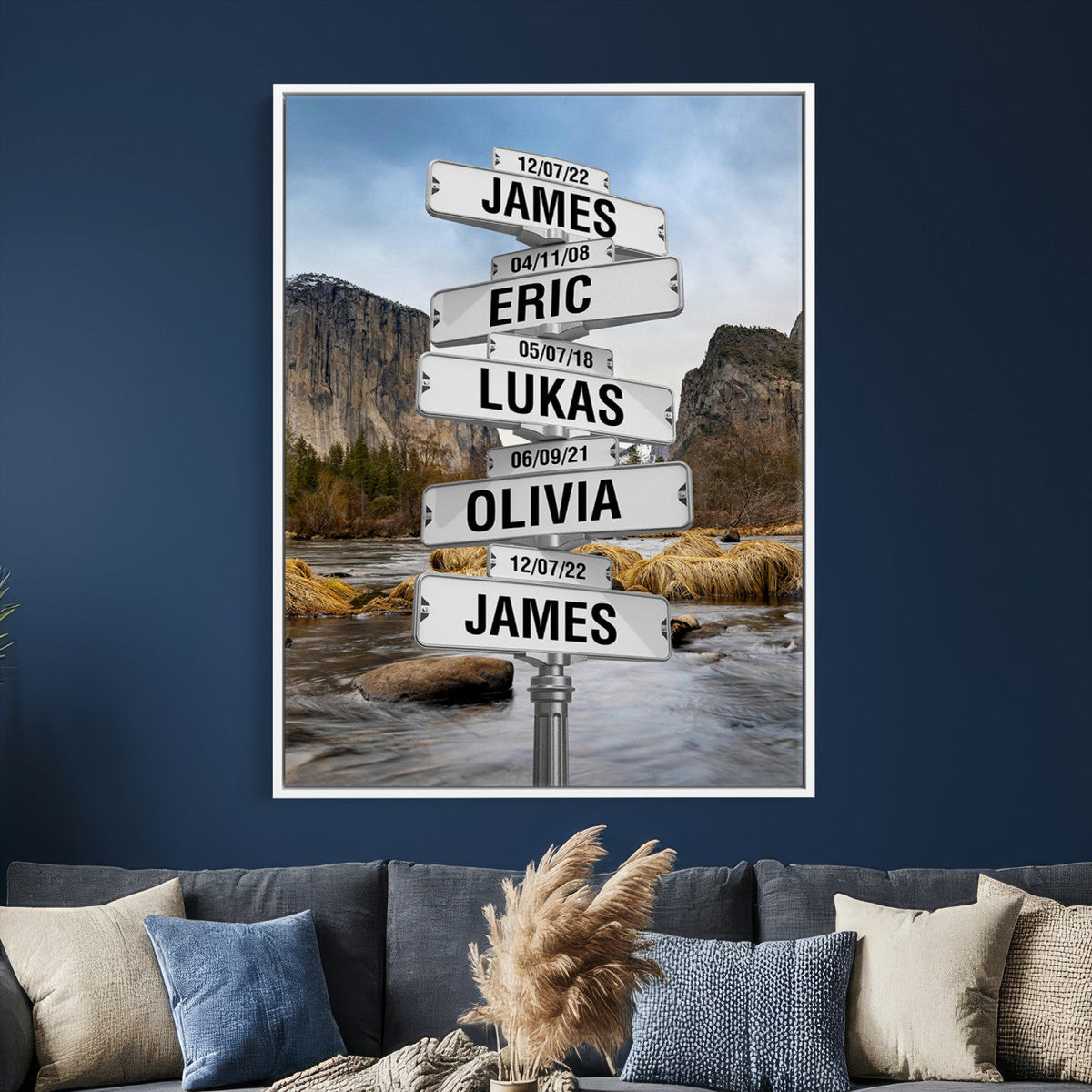96475288-_Poster-30x20 - Personalized Street Sign Canvas Wall Art, Custom Family Names Signpost Print