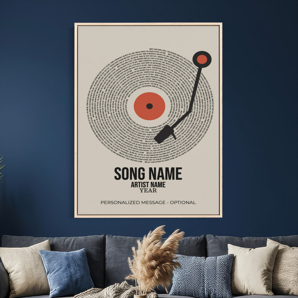 96475288Plak-_Poster-30x20 - Song Lyrics Record Canvas Print – Personalized Vinyl Style Photo Wall Art