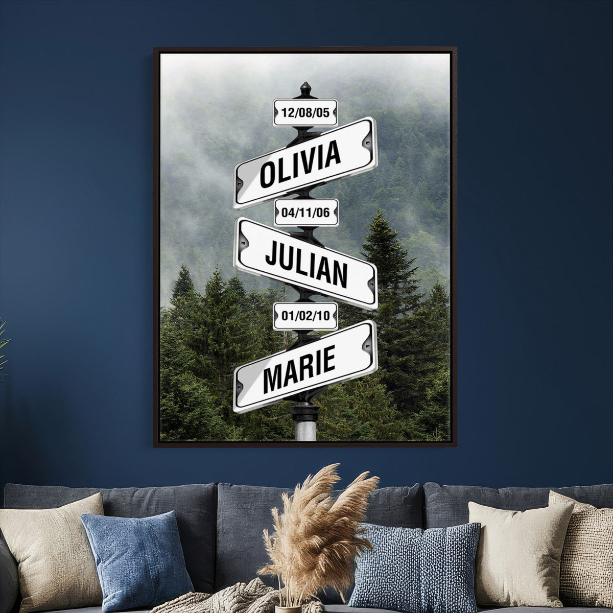 78367502-_Poster-30x20 - Personalized Street Sign Canvas Wall Art, Custom Family Names Signpost Print