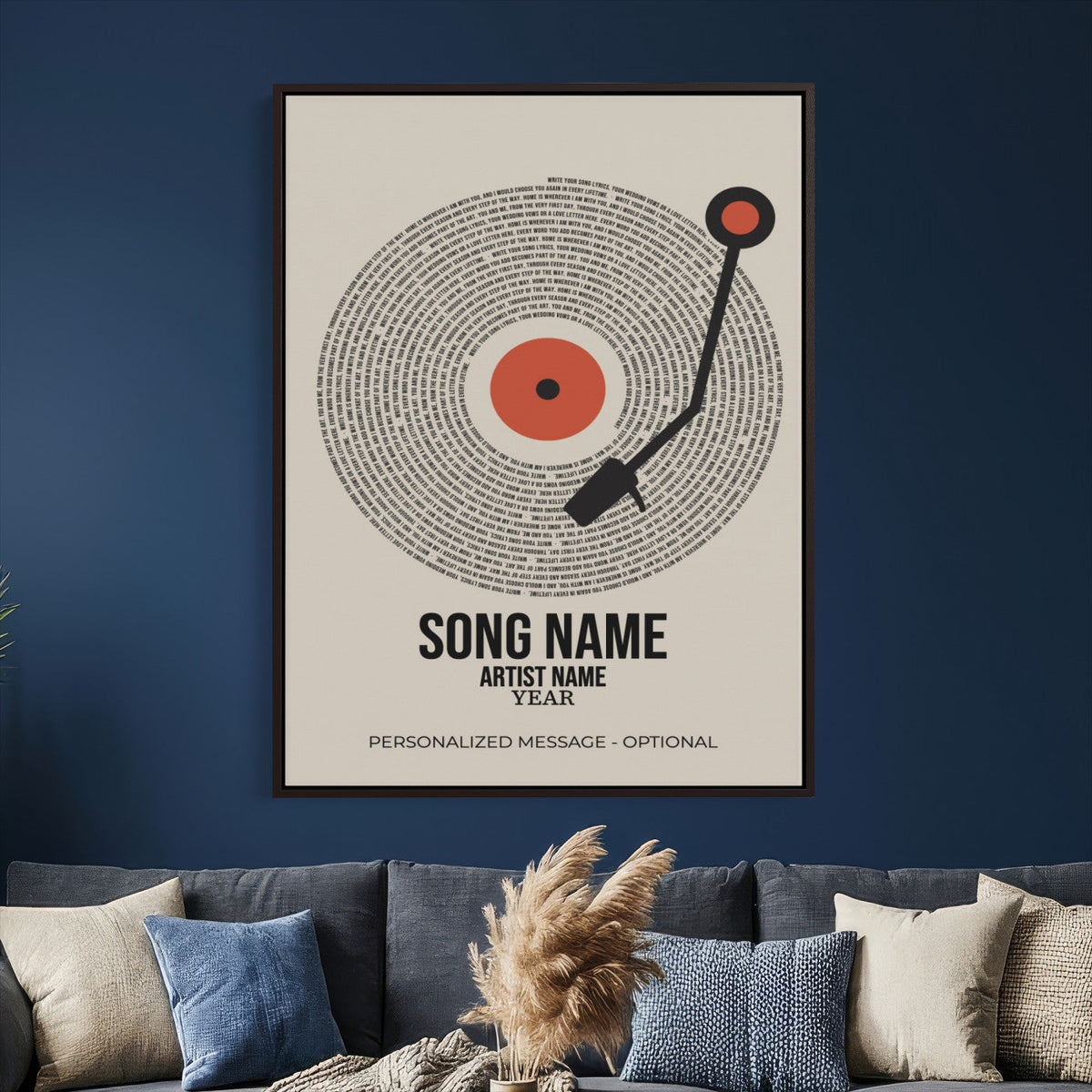 96475288Plak-_Poster-30x20 - Song Lyrics Record Canvas Print – Personalized Vinyl Style Photo Wall Art
