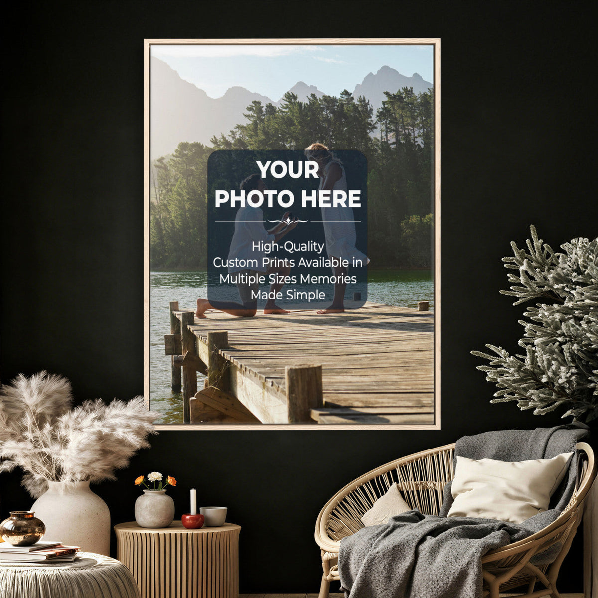 Custom Photo Canvas Print with Frame, Personalized Picture Wall Art