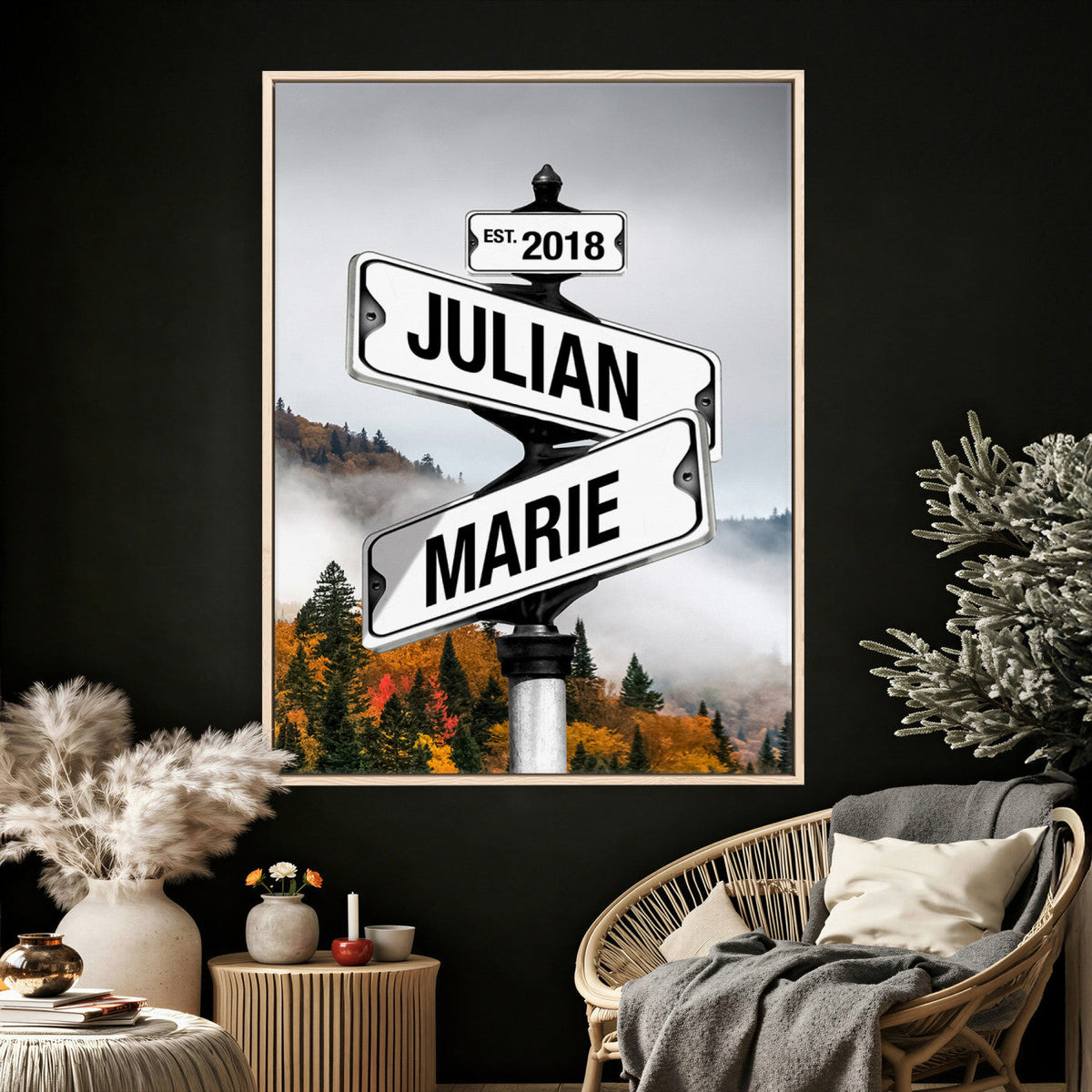 21375959-_Poster-30x20 - Personalized Street Sign Canvas Wall Art, Custom Family Names Signpost Print