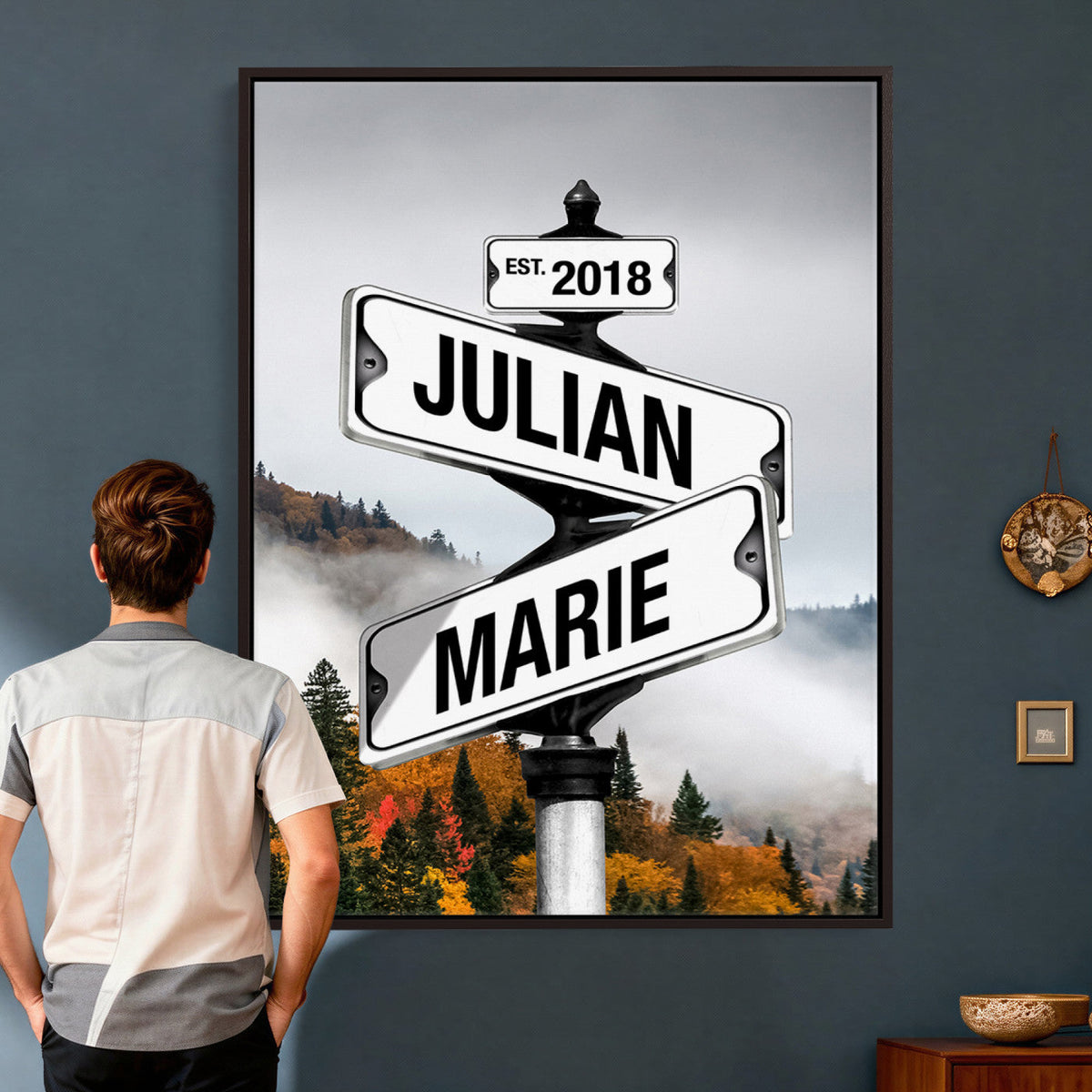 21375959-_Poster-30x20 - Personalized Street Sign Canvas Wall Art, Custom Family Names Signpost Print
