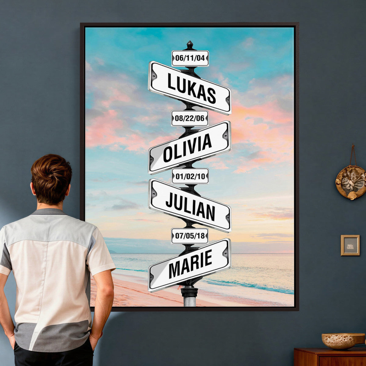 79027171-_Poster-30x20 - Personalized Street Sign Canvas Wall Art, Custom Family Names Signpost Print