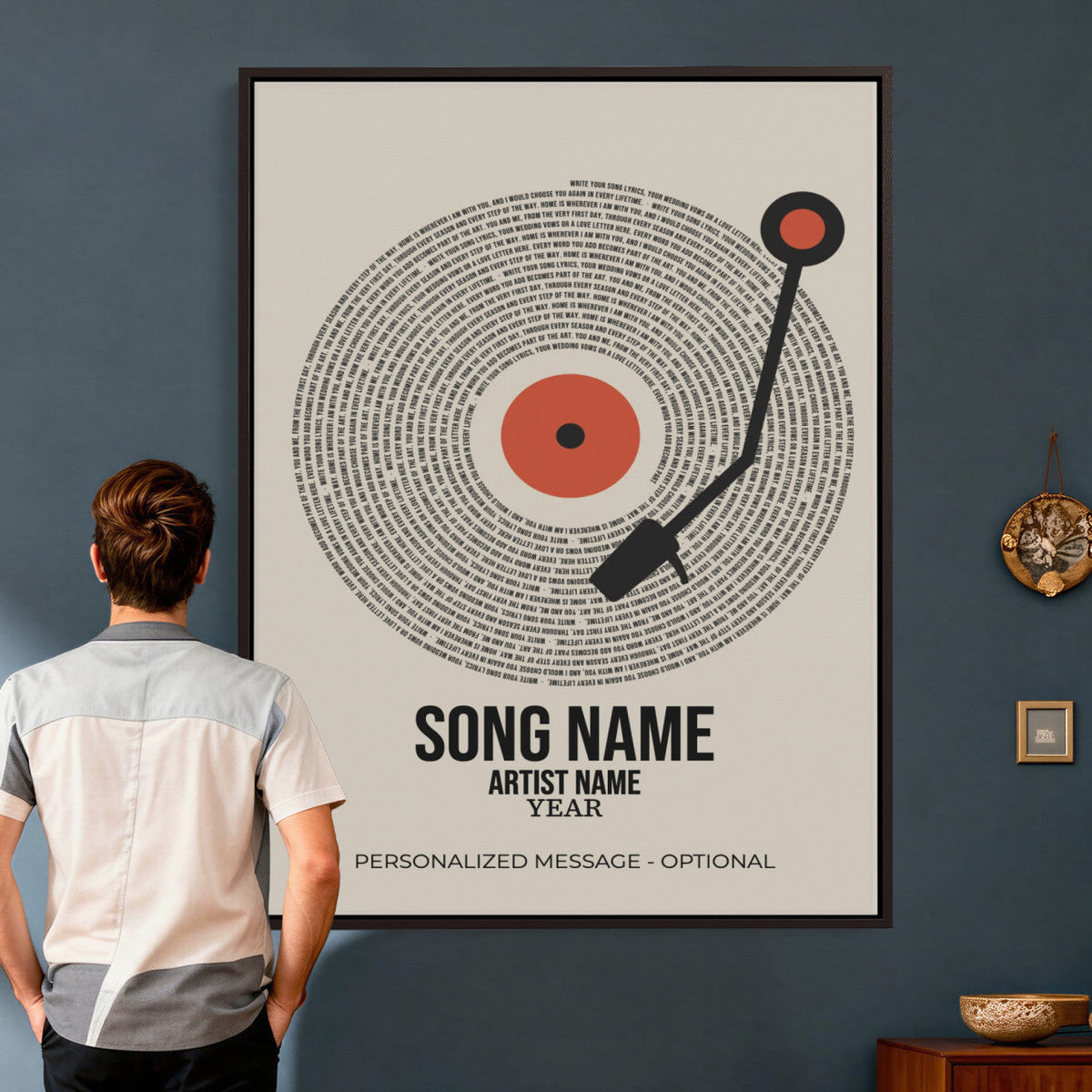 96475288Plak-_Poster-30x20 - Song Lyrics Record Canvas Print – Personalized Vinyl Style Photo Wall Art
