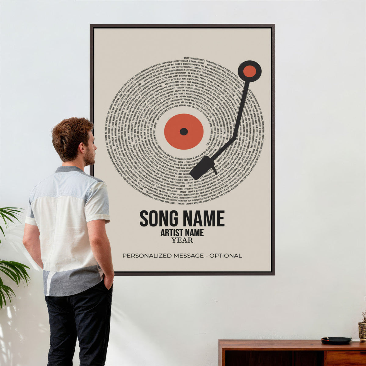 96475288Plak-_Poster-30x20 - Song Lyrics Record Canvas Print – Personalized Vinyl Style Photo Wall Art