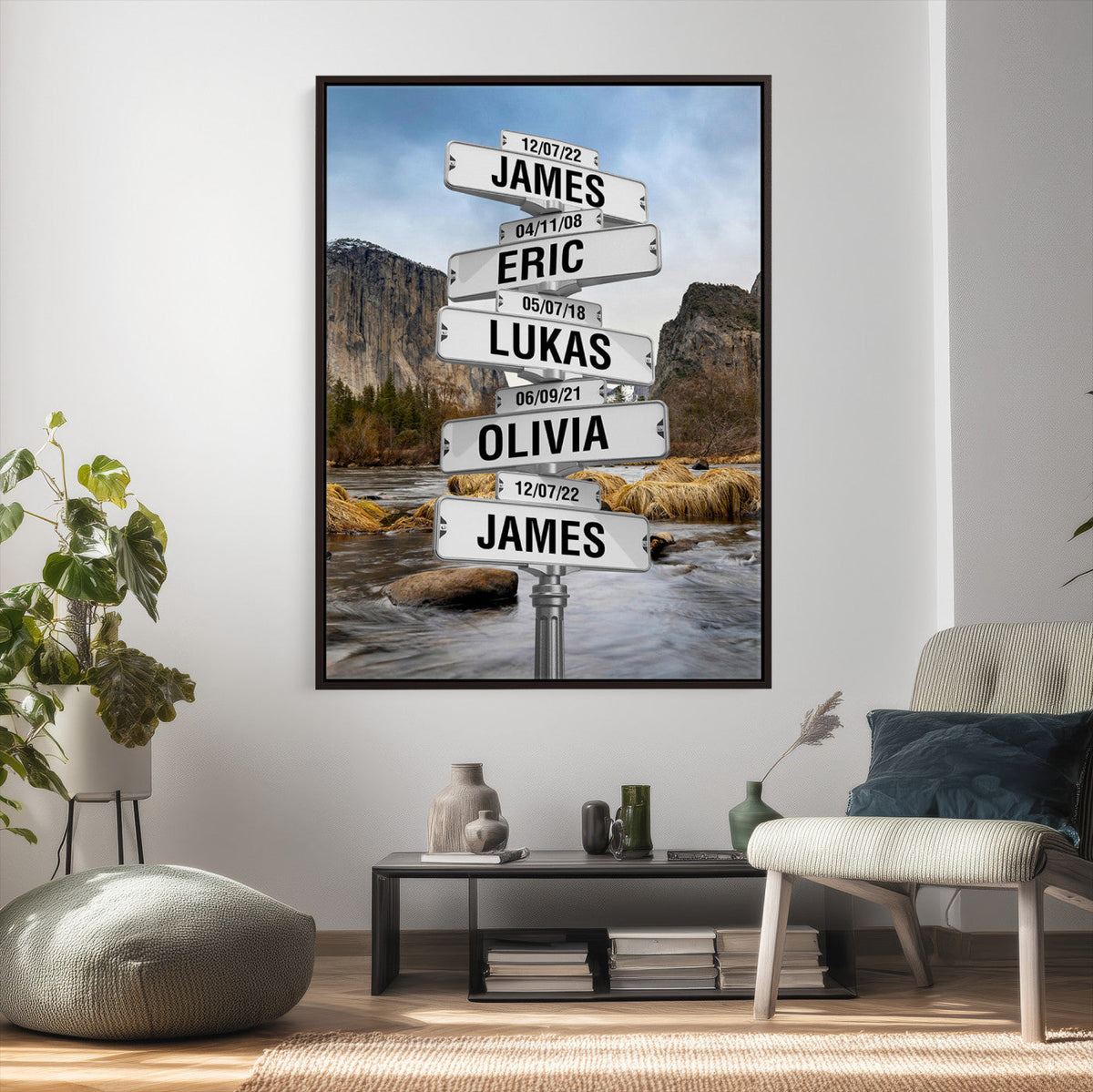 96475288-_Poster-30x20 - Personalized Street Sign Canvas Wall Art, Custom Family Names Signpost Print