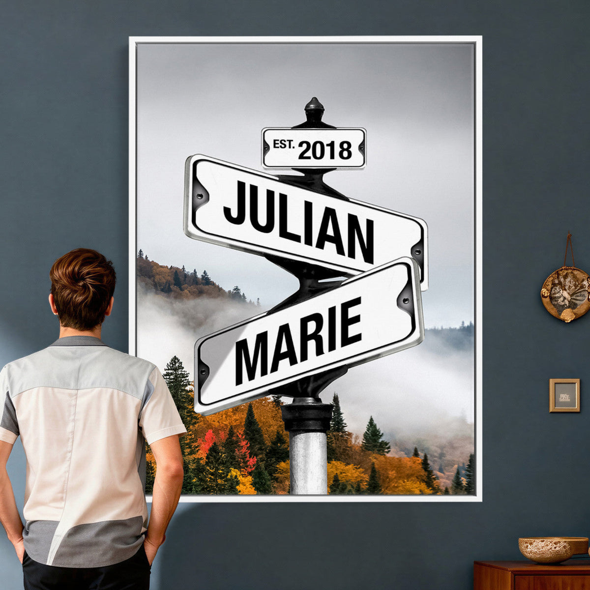21375959-_Poster-30x20 - Personalized Street Sign Canvas Wall Art, Custom Family Names Signpost Print