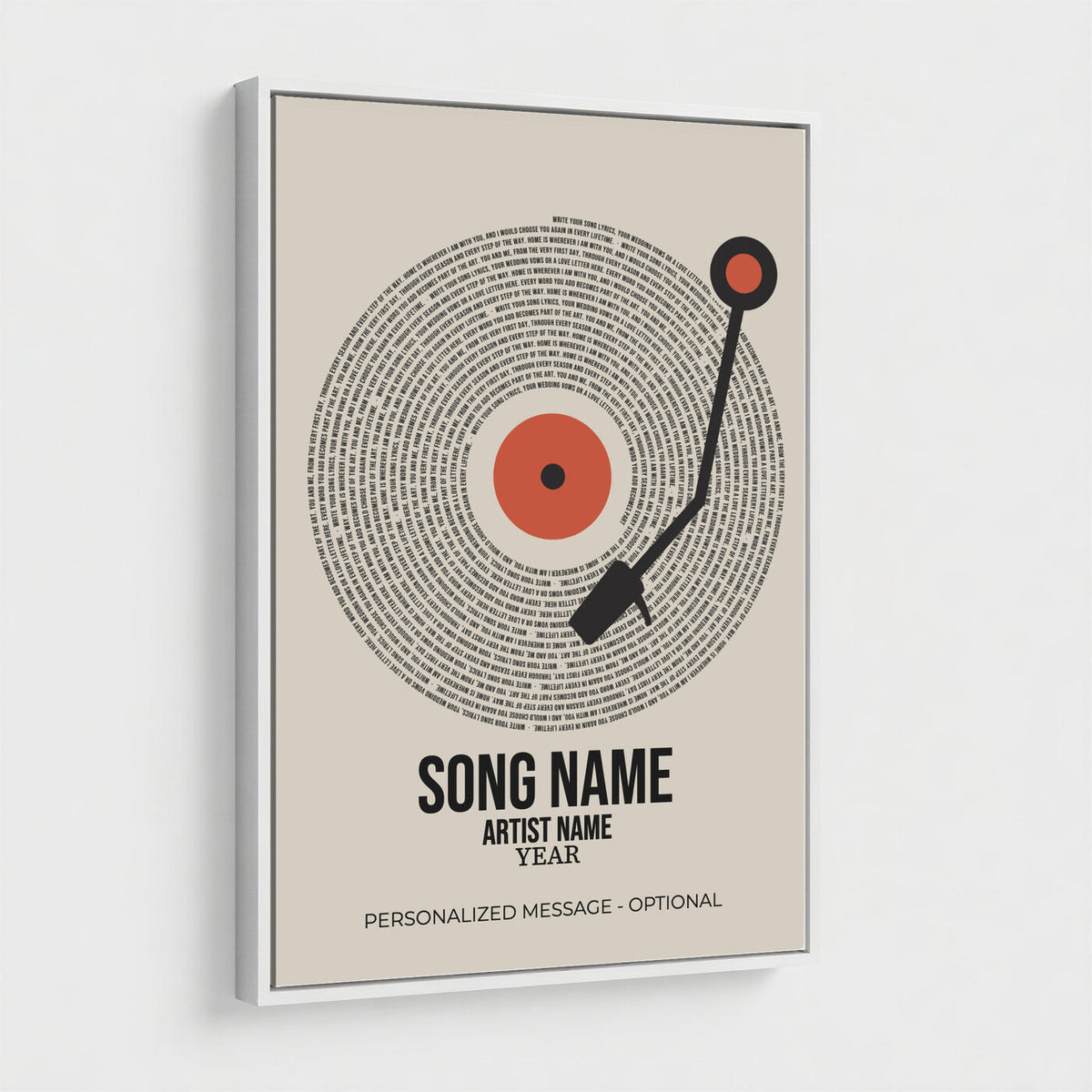 96475288Plak-_Poster-30x20 - Song Lyrics Record Canvas Print – Personalized Vinyl Style Photo Wall Art