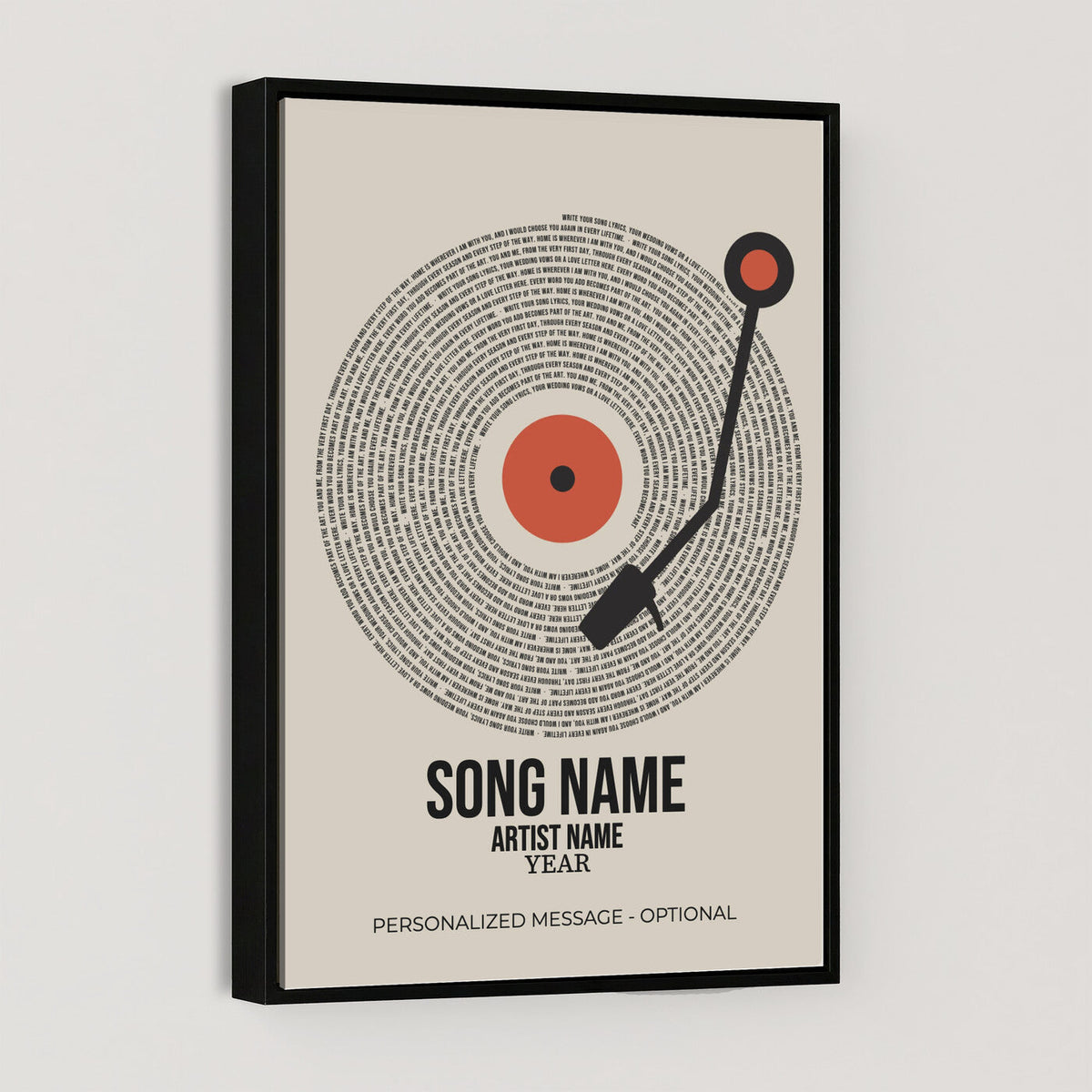 96475288Plak-_Poster-30x20 - Song Lyrics Record Canvas Print – Personalized Vinyl Style Photo Wall Art