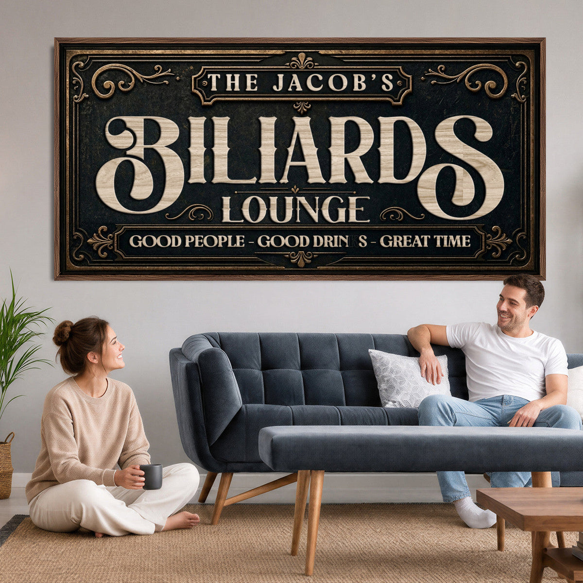 47215219-PAN-FL-20X10 - Custom Bar Sign Wall Art Canvas Print