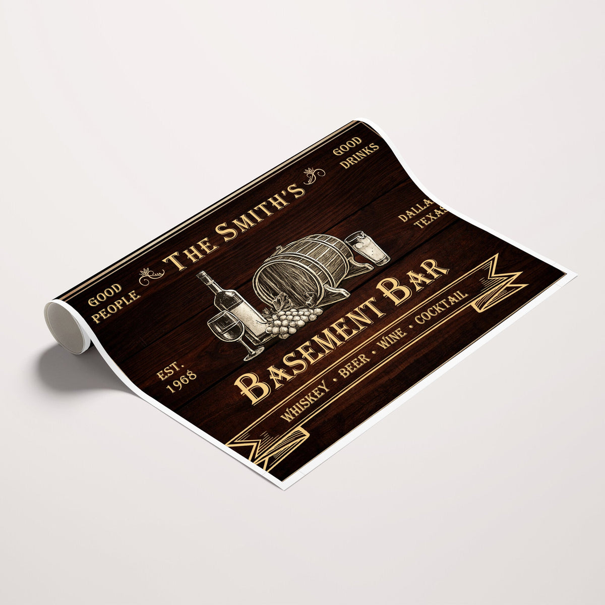 Custom Basement Bar Sign Canvas, Personalized Family Home Bar Wall Art