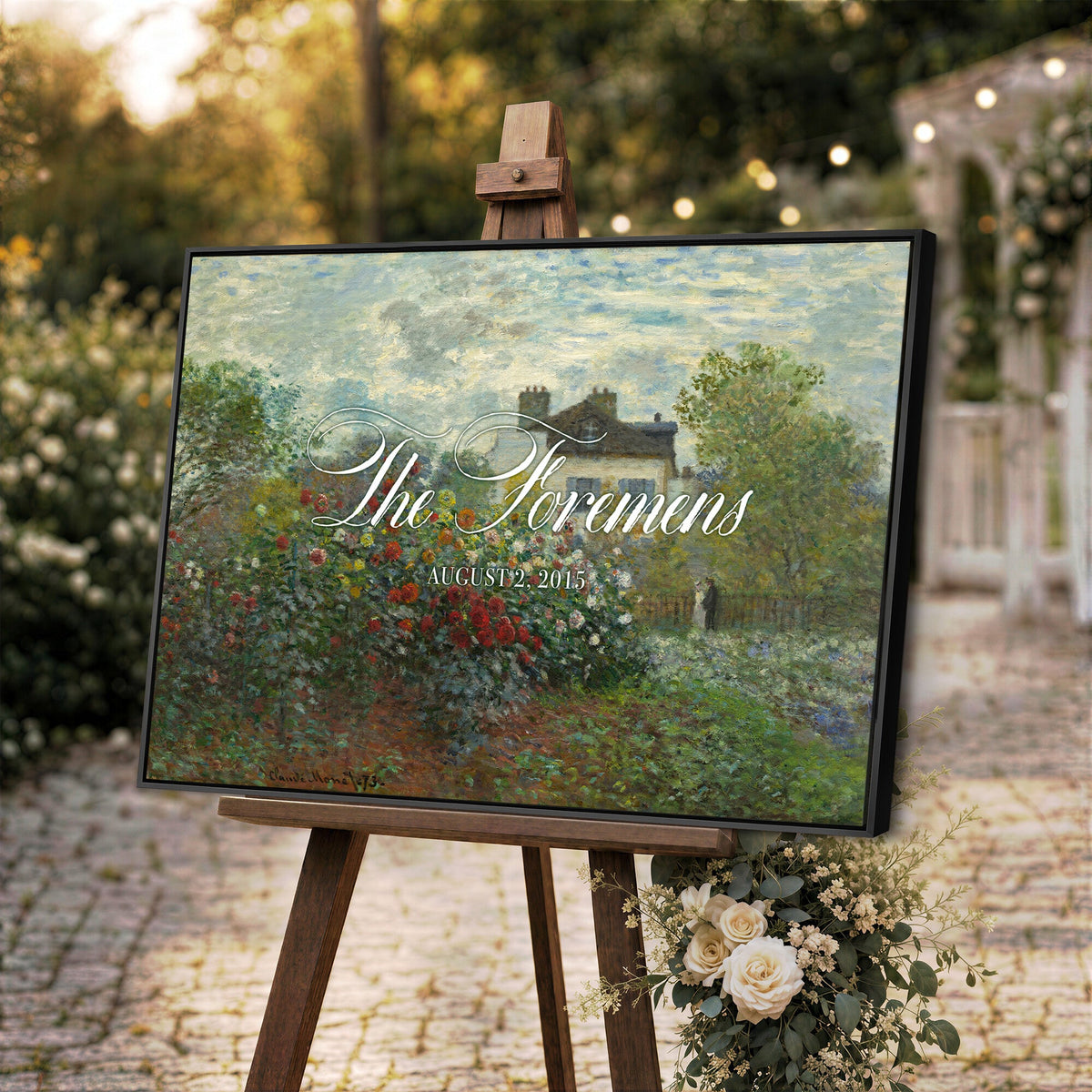 Wedding Easel Sign | Personalized Cottage Garden Vintage Canvas | Framed Welcome Sign for Ceremony