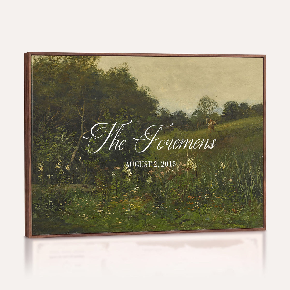 85357558-MCV-HS-36X24 - Personalized Family Name Sign | Evening Meadow Vintage Landscape Canvas | Wedding Gift
