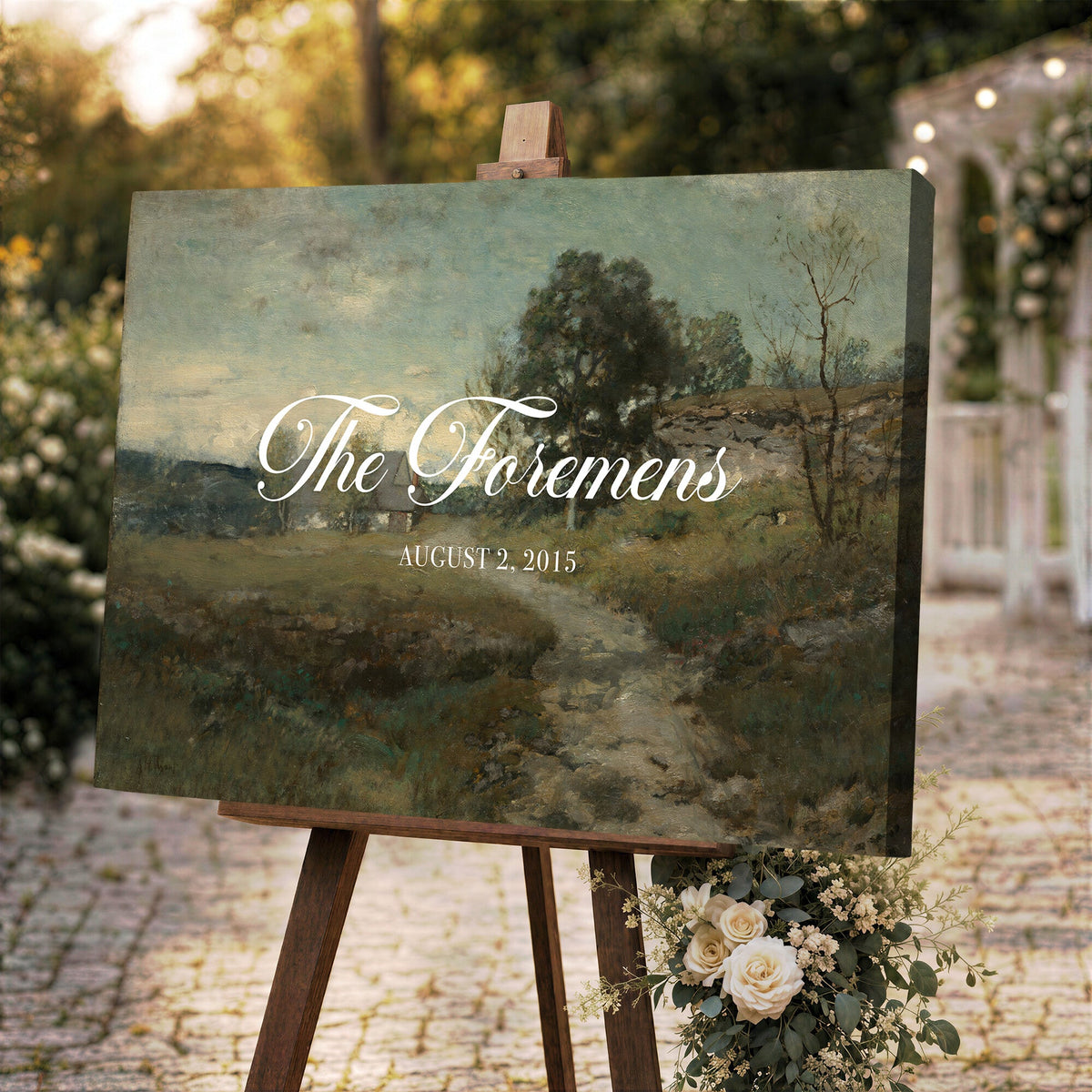 Personalized Family Name Sign | Country Lane Vintage Landscape Canvas | Wedding Gift