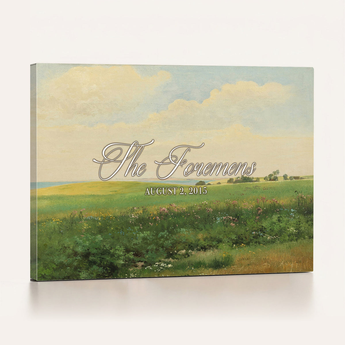 22038715-MCV-HS-36X24 - Personalized Family Name Sign | Open Field Vintage Landscape Canvas | Wedding Gift