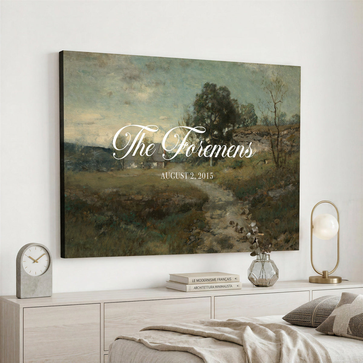 Personalized Family Name Sign | Country Lane Vintage Landscape Canvas | Wedding Gift