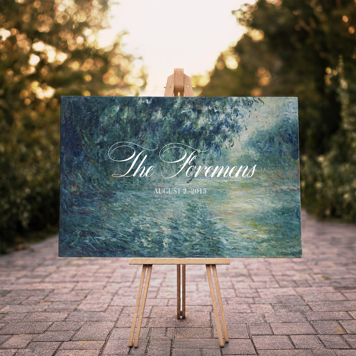58388539-MCV-HS-36X24 - Personalized Family Name Sign | Willow River Vintage Landscape Canvas | Wedding Gift