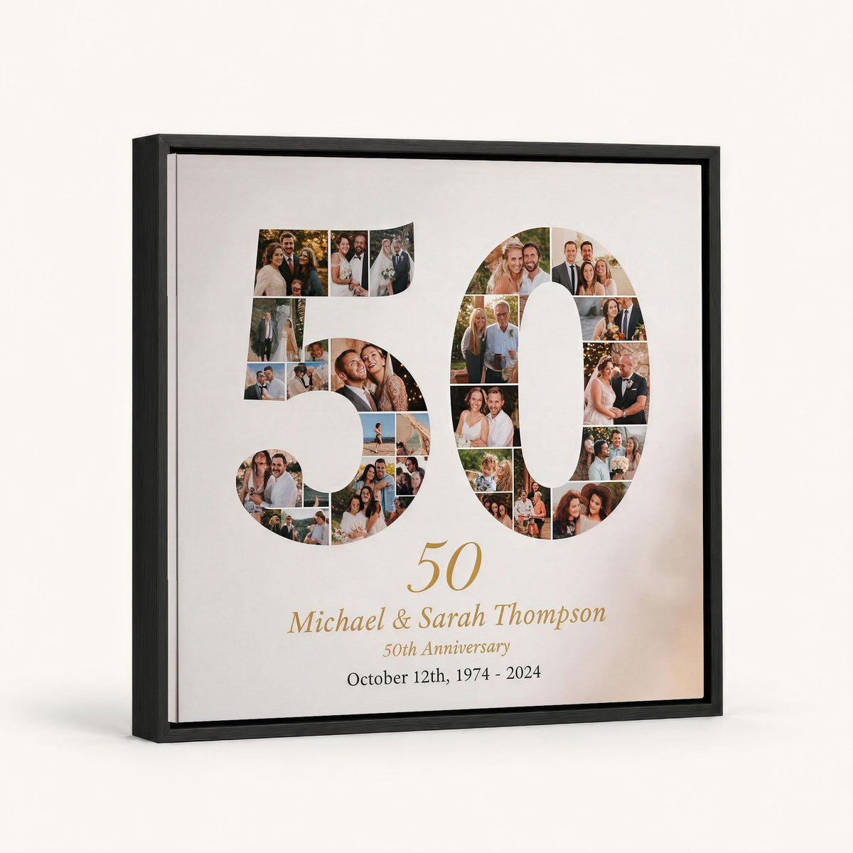 Personalized 50th Anniversary Photo Collage Wall Art Print, Golden Anniversary Gift
