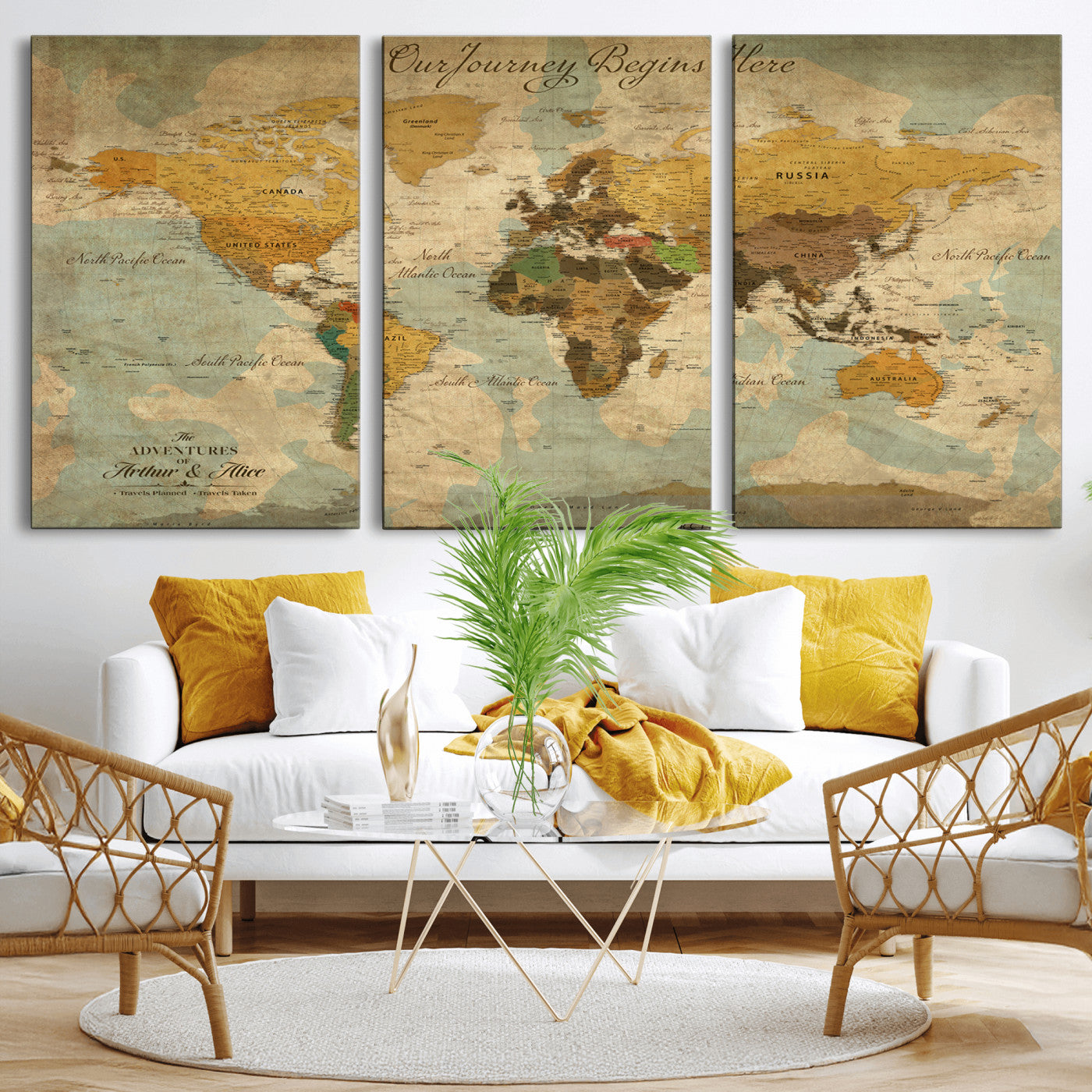 40572820-MGV-CV-36X24-Custom Push Pin World Map Wall Canvas Print – Personalized Travel Tracker with Pins – Framed Custom Quotie Canvas for Home Office Decor