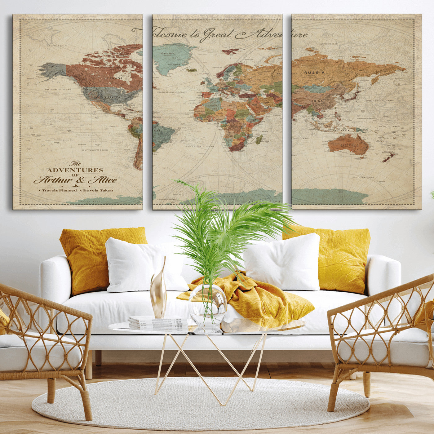 17587858-MGV-CV-36X24-Custom Push Pin World Map Wall Canvas Print – Personalized Travel Tracker with Pins – Framed Custom Quotie Canvas for Home Office Decor