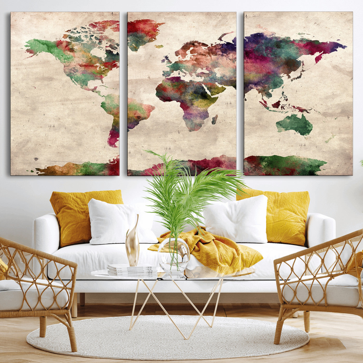 Push Pin World Map Canvas Print – Framed Wall Art for Couples to Track Their Travels – Anniversary Gift or Home Adventure Decor