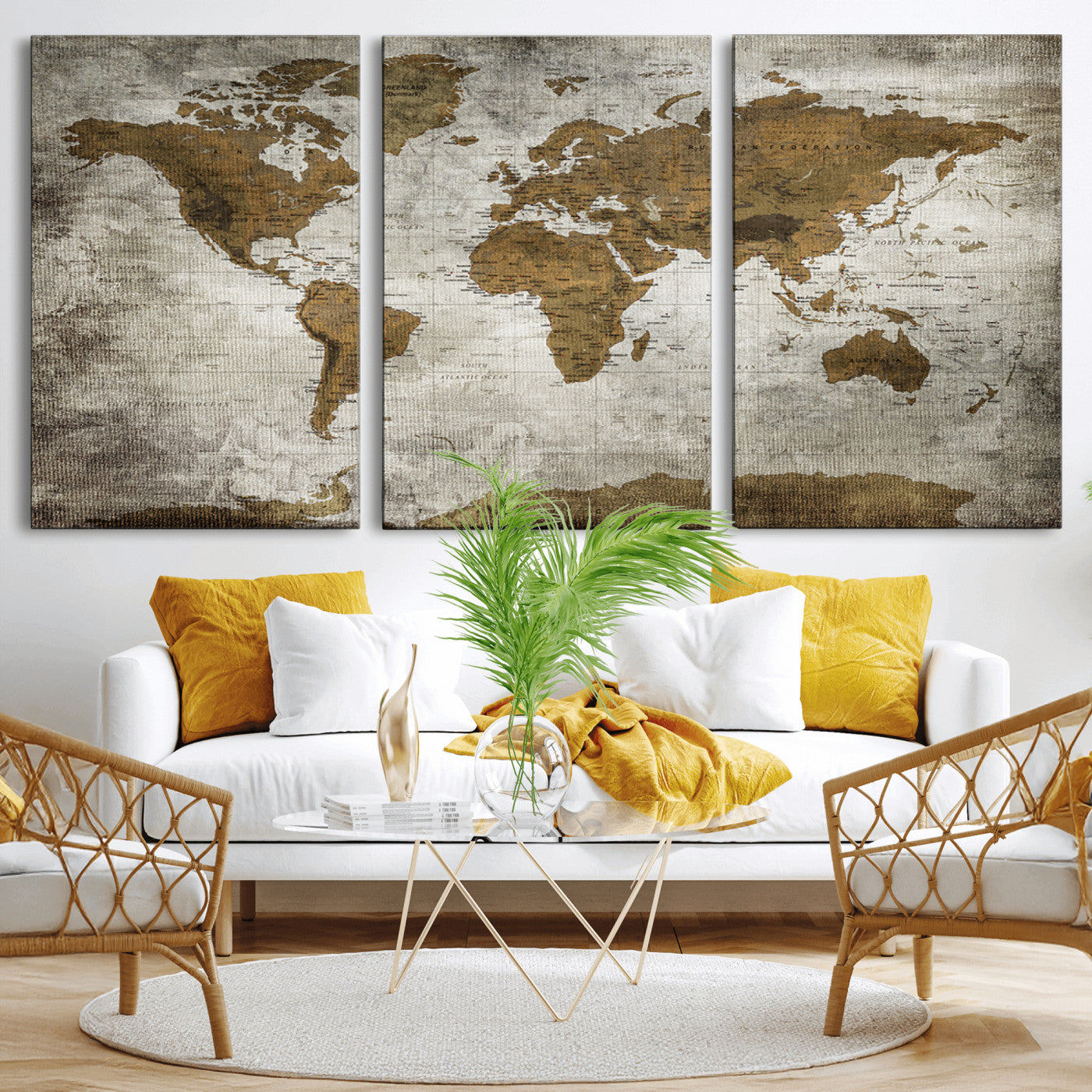 Push Pin World Map Canvas Print – Framed Wall Art for Couples to Track Their Travels – Anniversary Gift or Home Adventure Decor