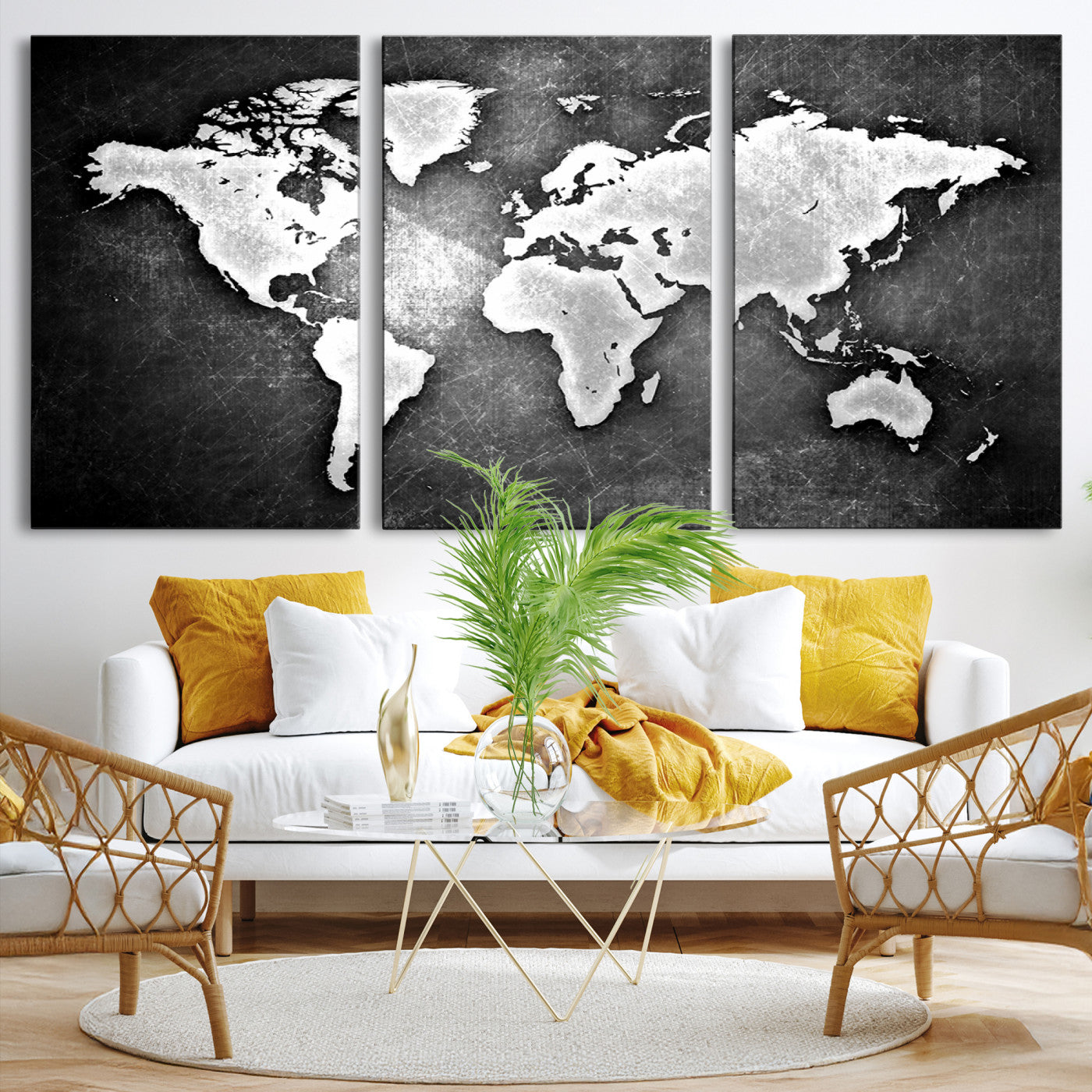 34390-MGV-CV-36X24-World Map Wall Art Canvas Print – Framed Wall Art for Anniversary Gift or Home Adventure Decor