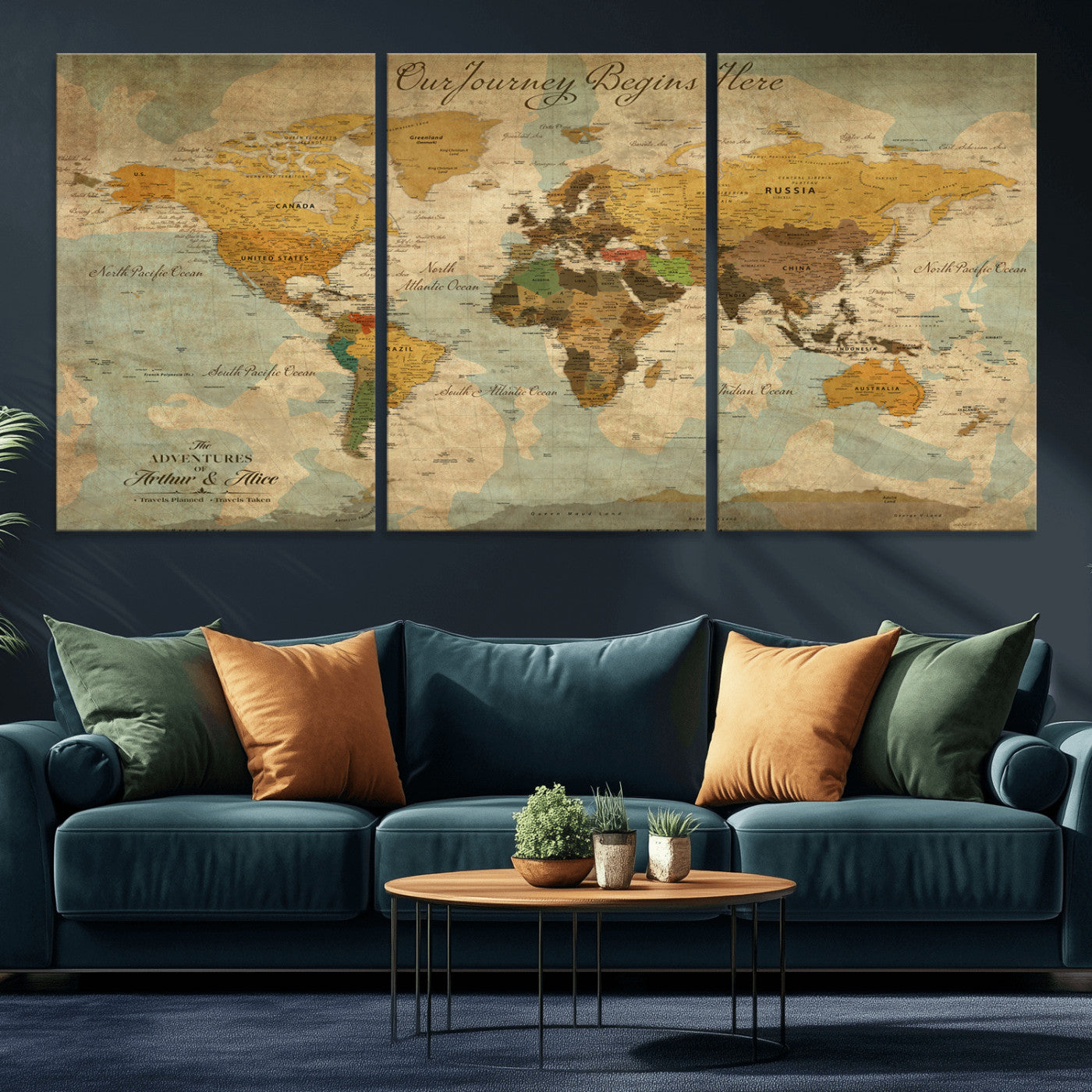 40572820-MGV-CV-36X24-Custom Push Pin World Map Wall Canvas Print – Personalized Travel Tracker with Pins – Framed Custom Quotie Canvas for Home Office Decor