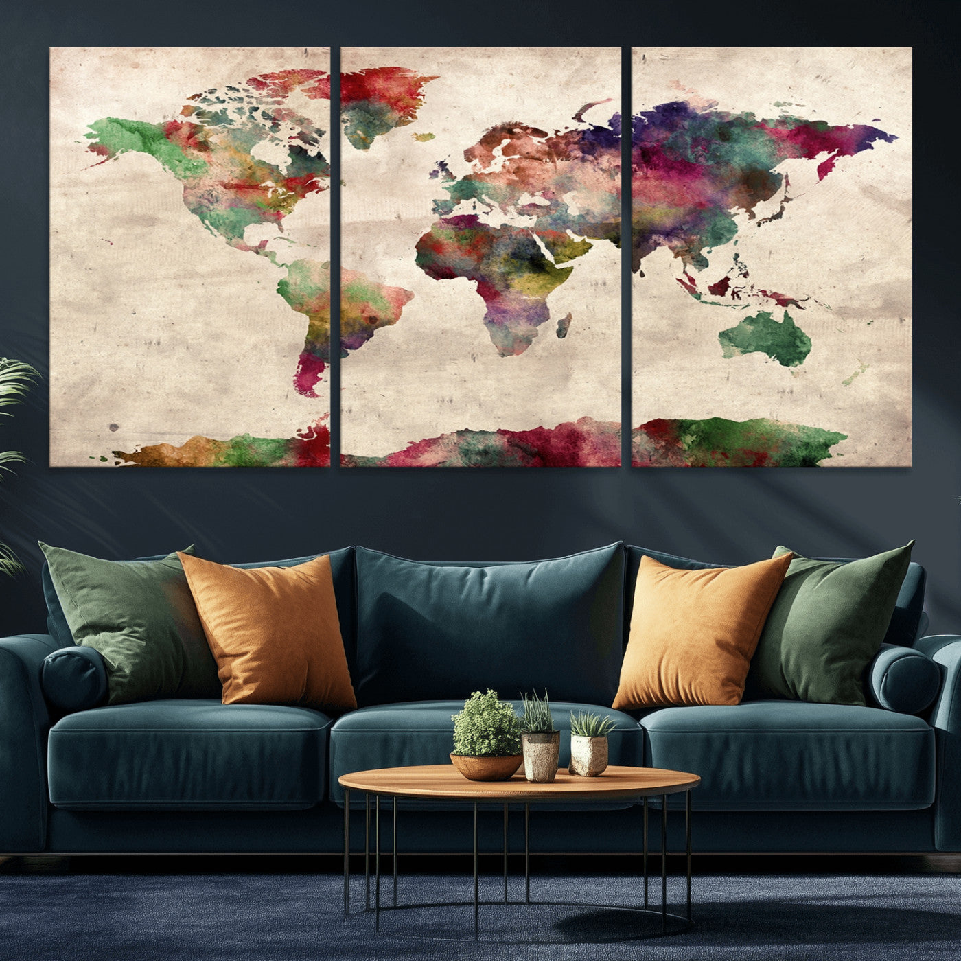 Push Pin World Map Canvas Print – Framed Wall Art for Couples to Track Their Travels – Anniversary Gift or Home Adventure Decor